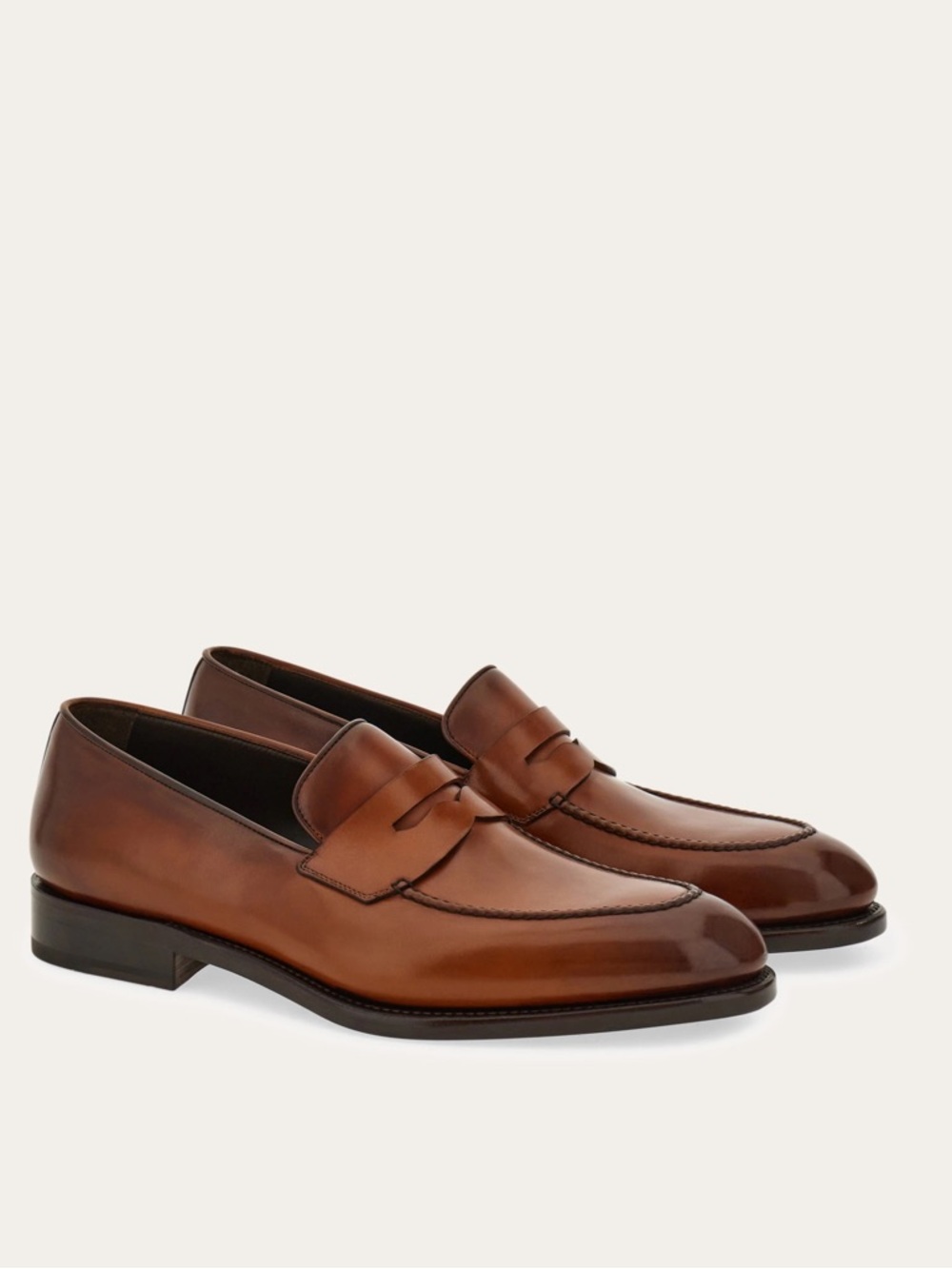 Salvatore Ferragamo Tan Leather Penny Loafers